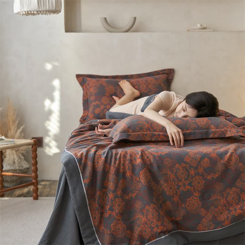 Ownkoti Cotton Gauze Jacquard Vintage Floral Bedding - image 9