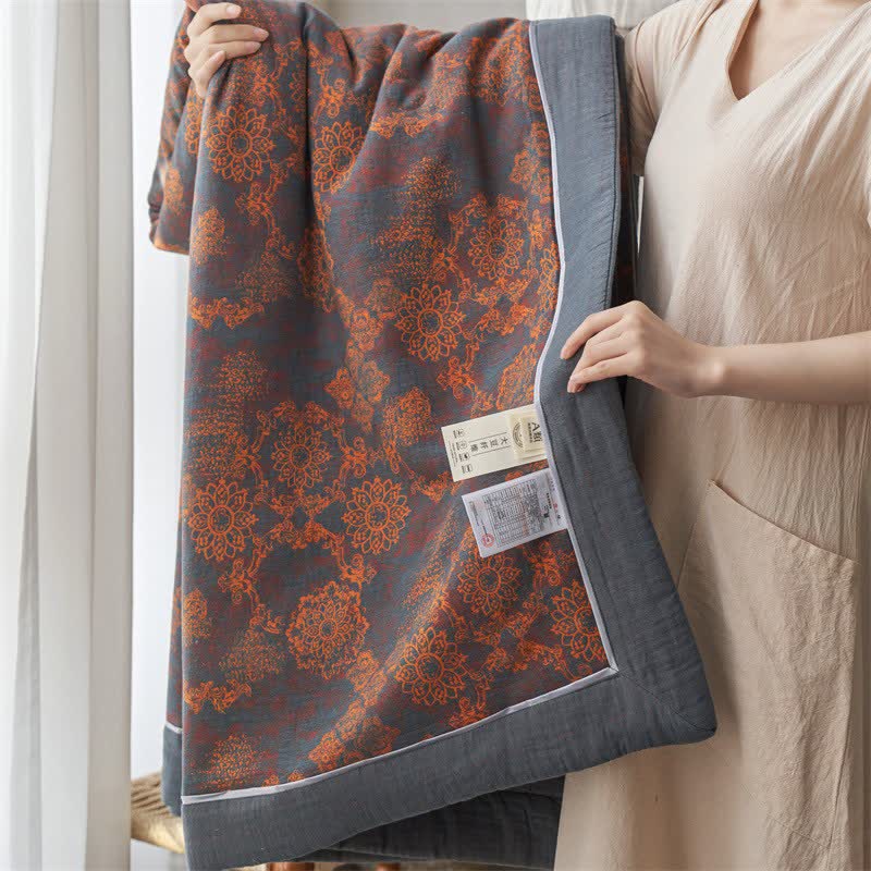 Ownkoti Cotton Gauze Jacquard Vintage Floral Bedding - Quilt - King - image 11
