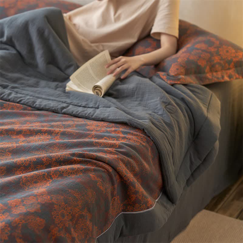 Ownkoti Cotton Gauze Jacquard Vintage Floral Bedding - image 10