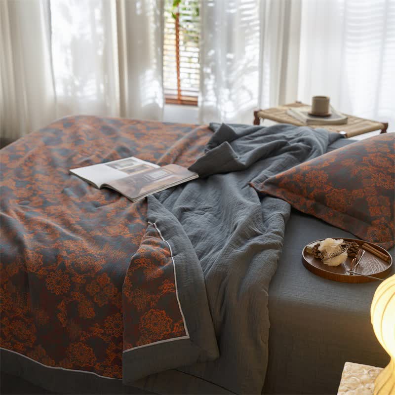 Ownkoti Cotton Gauze Jacquard Vintage Floral Bedding - image 14
