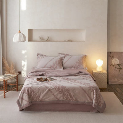 Ownkoti Cotton Gauze Jacquard Ornate Traditional Bedding - Pink - Bedding Set - King - image 0