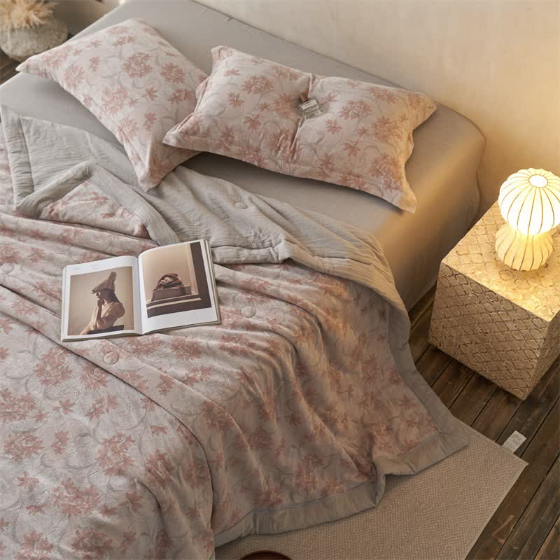 Ownkoti Cotton Gauze Jacquard Elegant Leaf Bedding - image 3