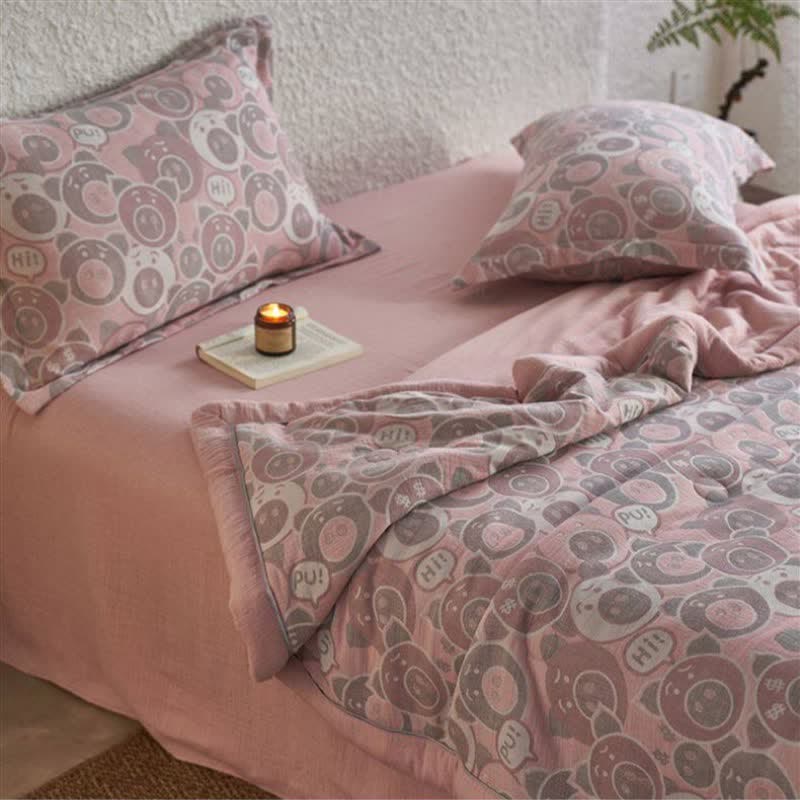 Ownkoti Cotton Gauze Jacquard Cute Pig Bedding - image 3