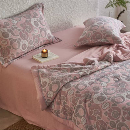 Ownkoti Cotton Gauze Jacquard Cute Pig Bedding - image 3