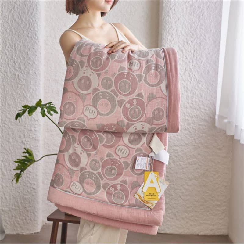 Ownkoti Cotton Gauze Jacquard Cute Pig Bedding - Quilt - King - image 5