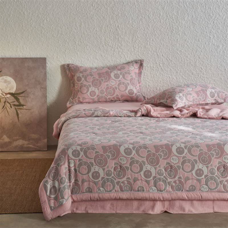 Ownkoti Cotton Gauze Jacquard Cute Pig Bedding - image 2