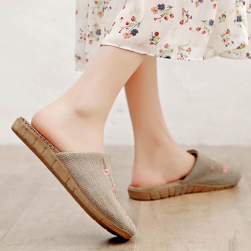 Ownkoti Embroidered Plum Bossom Comfy Flax Slippers - image 11