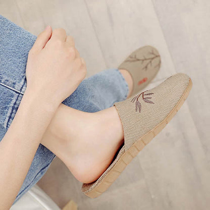 Ownkoti Embroidered Plum Bossom Comfy Flax Slippers - image 14