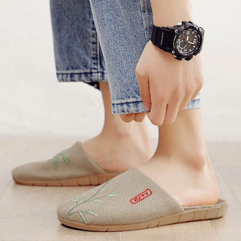 Ownkoti Embroidered Plum Bossom Comfy Flax Slippers - image 16