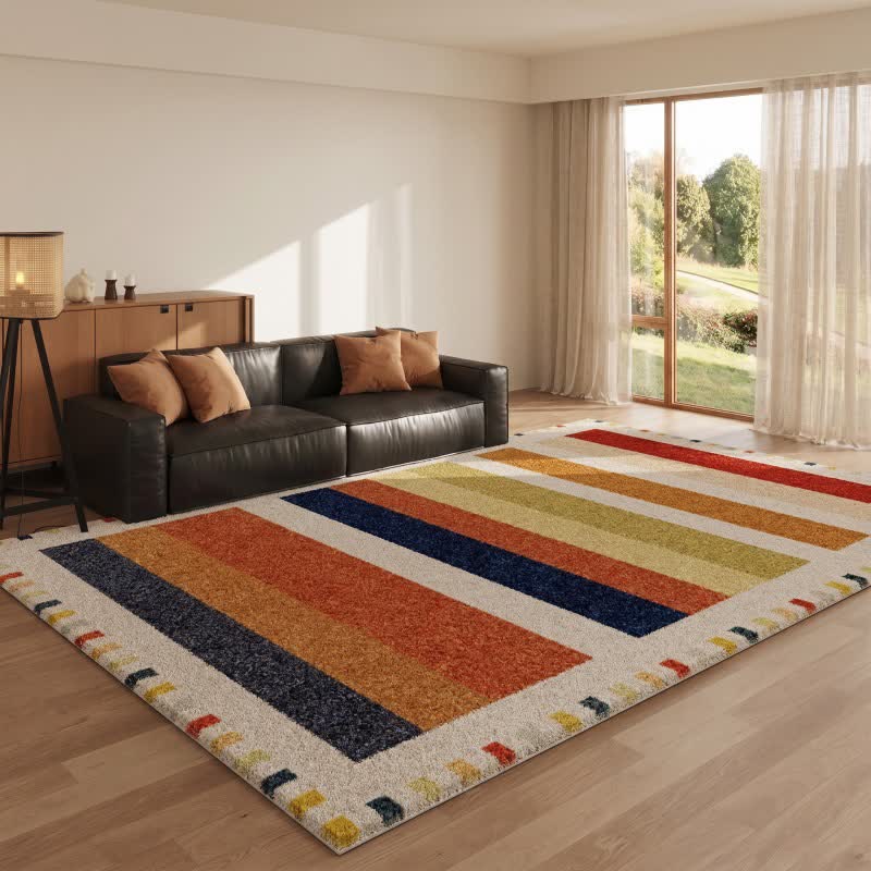 Ownkoti Multicolor Rainbow Striped Area Rug - image 2