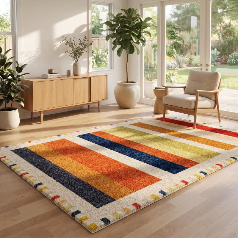 Ownkoti Multicolor Rainbow Striped Area Rug - image 3