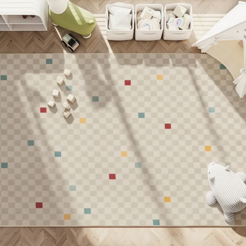 Ownkoti Neutral Checkered Kids Area Rug - image 2