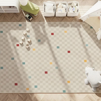 Ownkoti Neutral Checkered Kids Area Rug - image 2