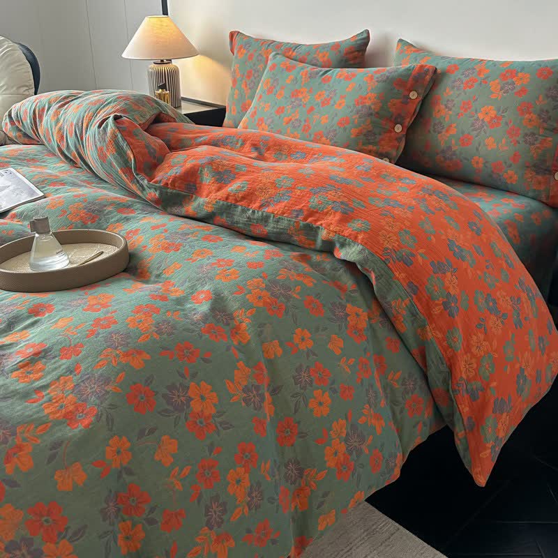 Ownkoti Pastoral Floral Pure Cotton Gauze Bedding(4PCS) - image 1