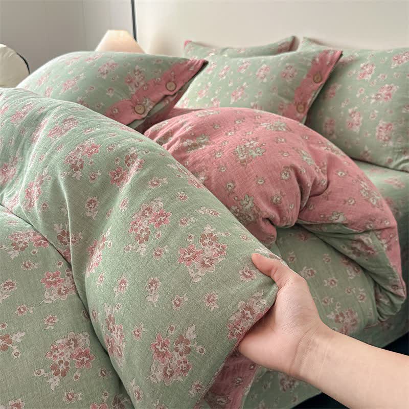 Ownkoti Vintage Floral Pure Cotton Gauze Bedding(4PCS) - image 4