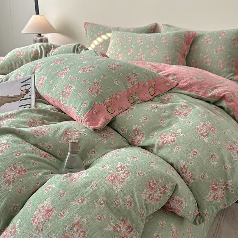 Ownkoti Vintage Floral Pure Cotton Gauze Bedding(4PCS) - image 3