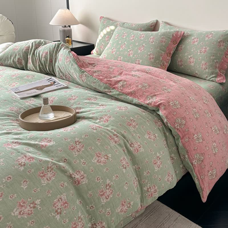 Ownkoti Vintage Floral Pure Cotton Gauze Bedding(4PCS) - image 1