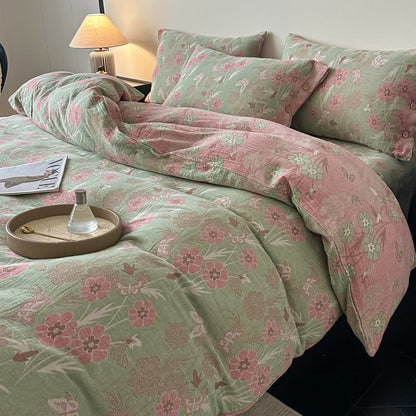 Ownkoti Floral & Butterfly Pure Cotton Gauze Bedding(4PCS) - image 1