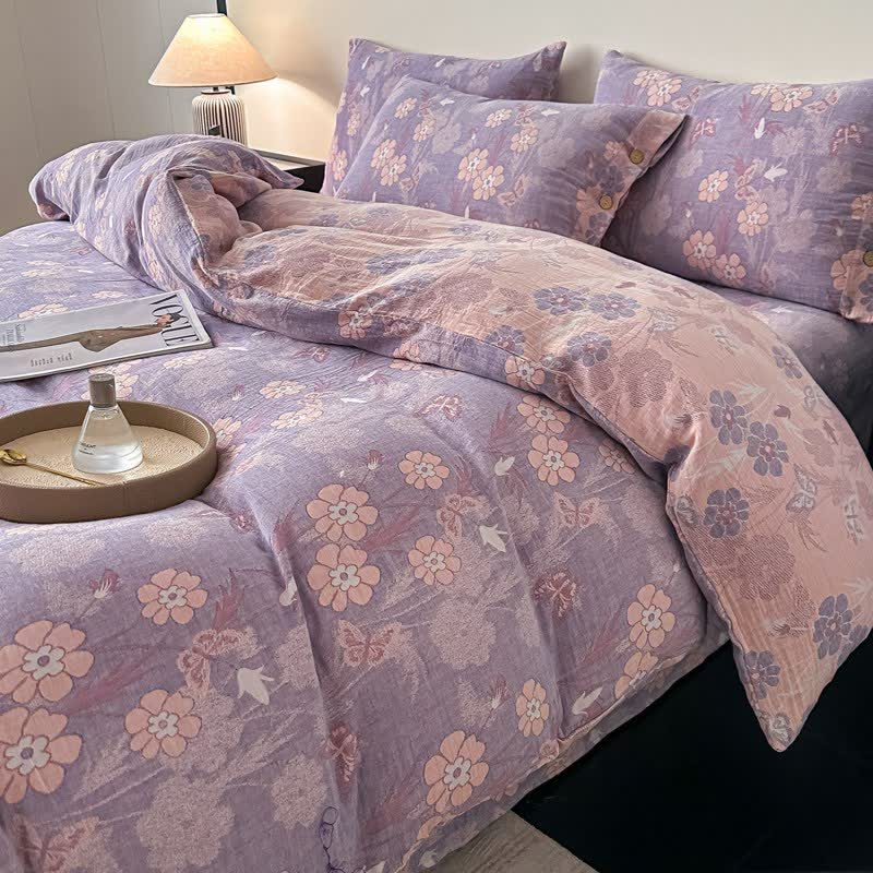Ownkoti Floral & Butterfly Pure Cotton Gauze Bedding(4PCS) - image 3
