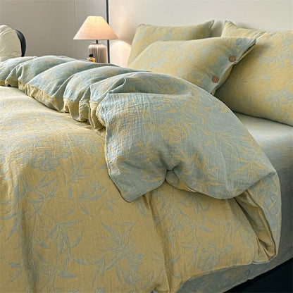 Ownkoti Artistic Floral & Leaf Cotton Gauze Bedding(4PCS) - King - image 0