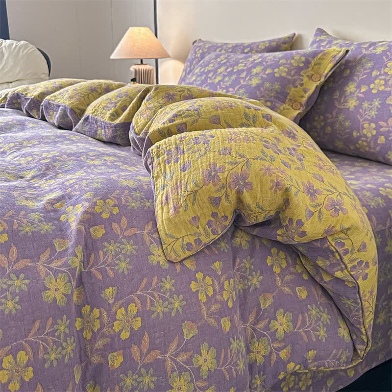 Ownkoti Elegant Floral Pure Cotton Gauze Bedding(4PCS) - King - image 0
