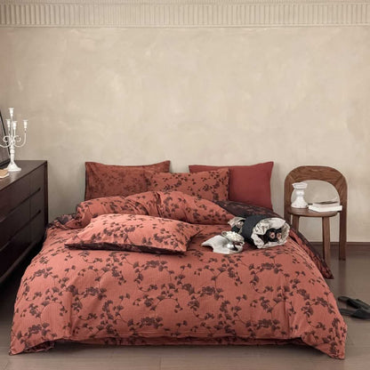 Ownkoti Vintage Ginkgo Leaf Pure Cotton Bedding(4PCS) - Orange - King - image 10