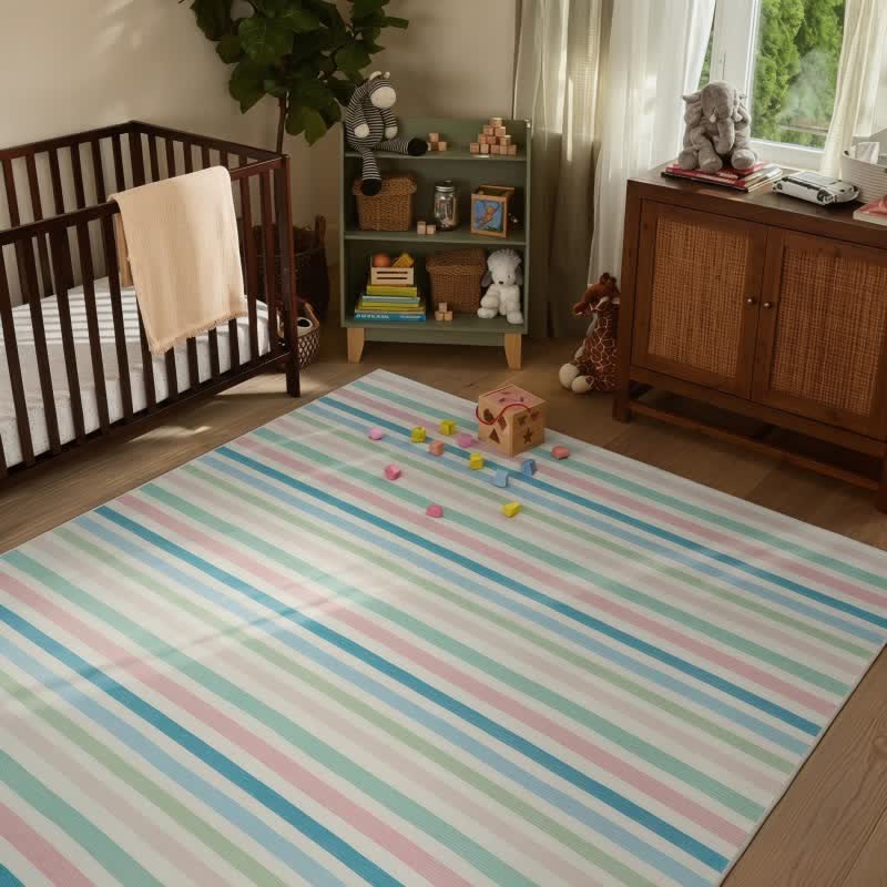 Ownkoti Soft Multicolor Stripe Area Rug - image 2