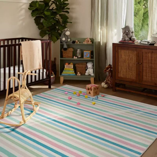 Ownkoti Soft Multicolor Stripe Area Rug - 63"W × 91"L - image 0