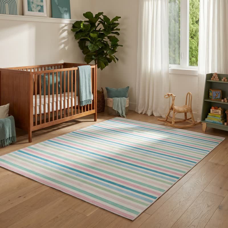 Ownkoti Soft Multicolor Stripe Area Rug - image 1