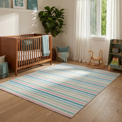 Ownkoti Soft Multicolor Stripe Area Rug - image 1