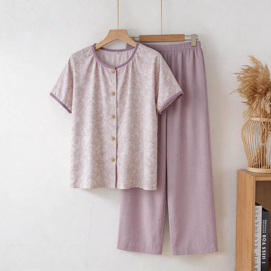 Ownkoti Lavender Cotton Printed Lounge Set - Purple - 3XL - image 0