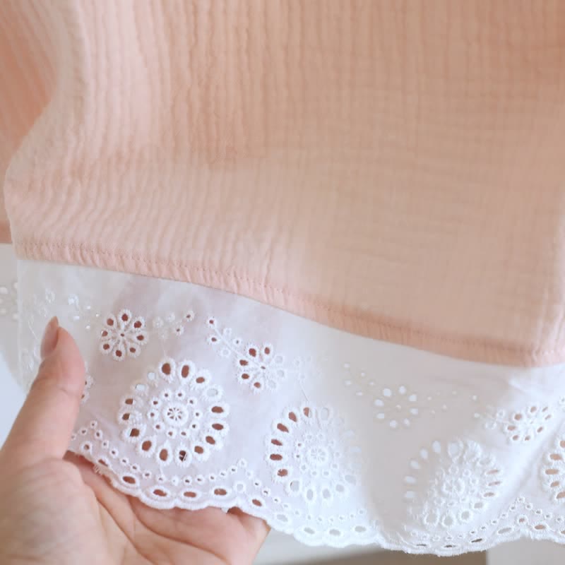 Ownkoti Solid Cotton Gauze Lace Loungewear Set - image 9