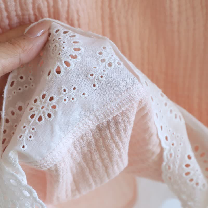 Ownkoti Solid Cotton Gauze Lace Loungewear Set - image 8