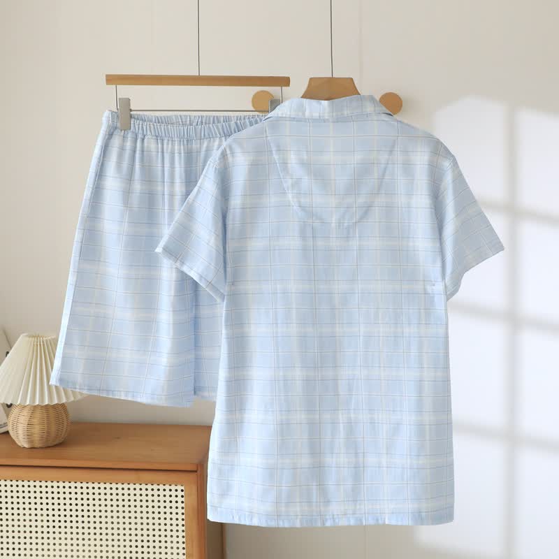 Ownkoti Short-Sleeve Cotton Plaid Sleepwear Set - image 3