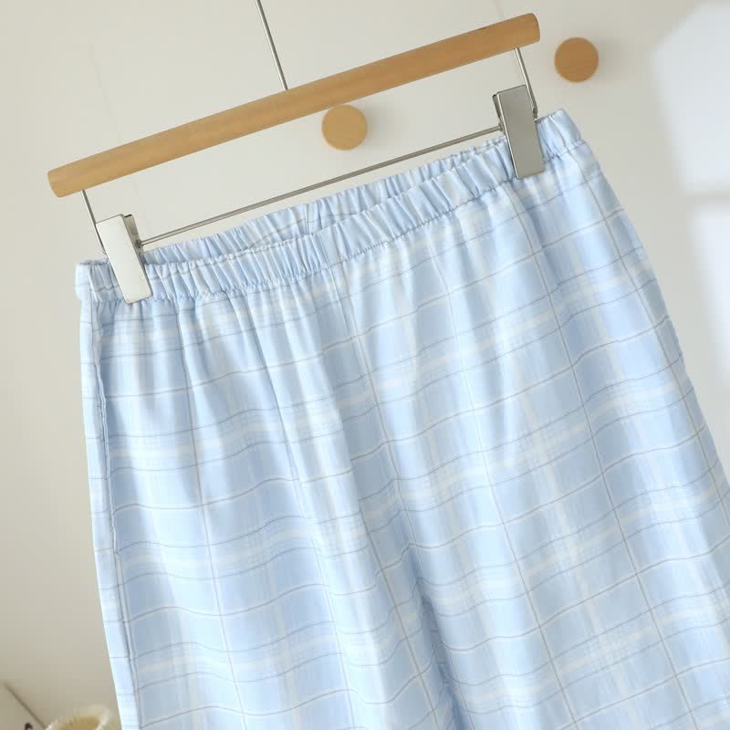 Ownkoti Short-Sleeve Cotton Plaid Sleepwear Set - image 9