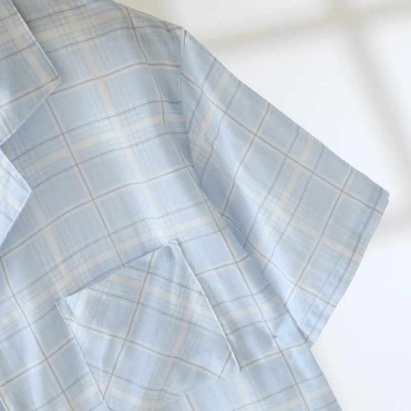 Ownkoti Short-Sleeve Cotton Plaid Sleepwear Set - image 5