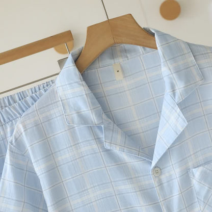 Ownkoti Short-Sleeve Cotton Plaid Sleepwear Set - image 4