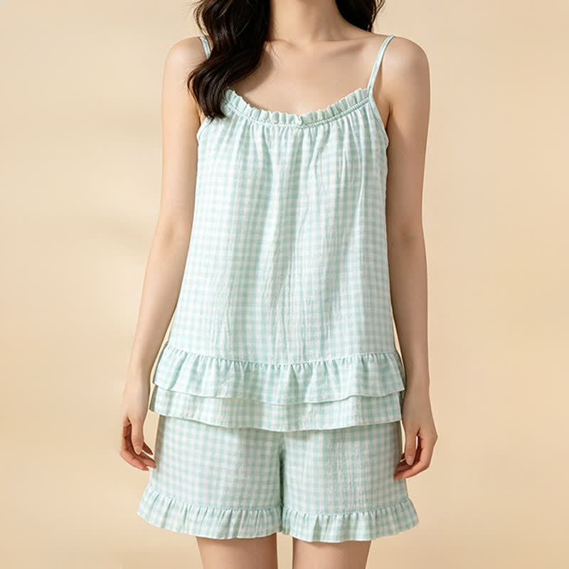 Ownkoti Soft Gingham Cotton Ruffle Loungewear Set - image 8
