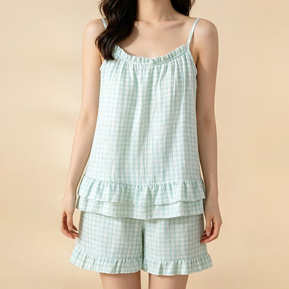 Ownkoti Soft Gingham Cotton Ruffle Loungewear Set - image 8