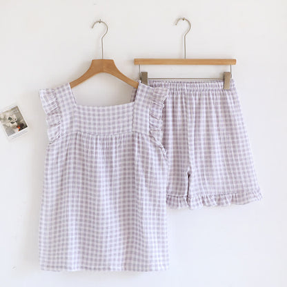 Ownkoti Ruffle Sleeve Gingham Cotton Pajama Set - image 6
