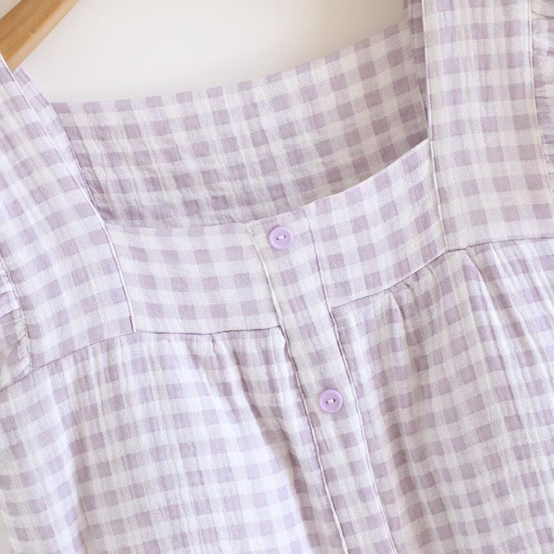 Ownkoti Ruffle Sleeve Gingham Cotton Pajama Set - image 8