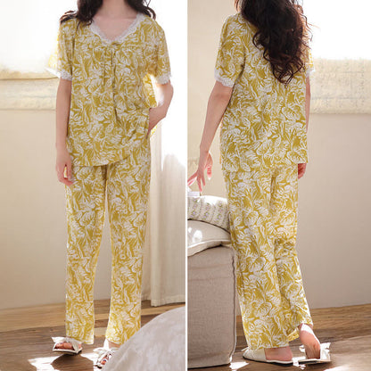 Ownkoti Botanical Cotton Lace Trim Loungewear Set - image 4