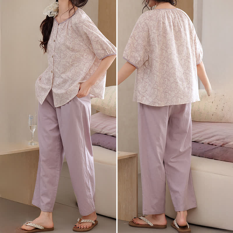 Ownkoti Lavender Cotton Printed Lounge Set - image 4