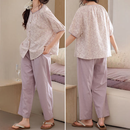 Ownkoti Lavender Cotton Printed Lounge Set - image 4