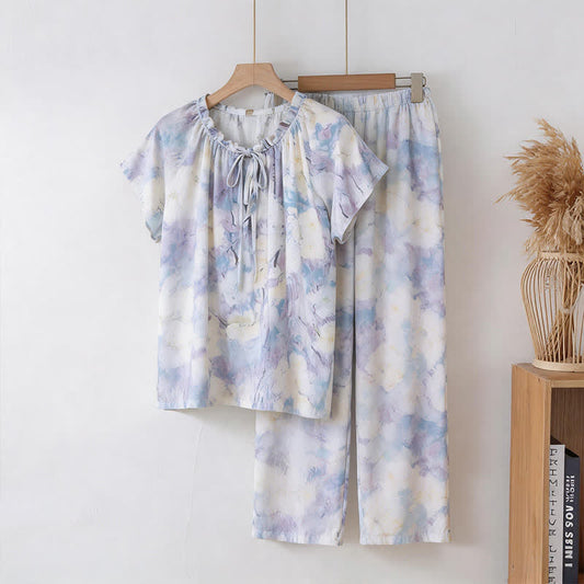 Ownkoti Watercolor Floral Cotton Pajama Set - Multicolor - 3XL - image 0