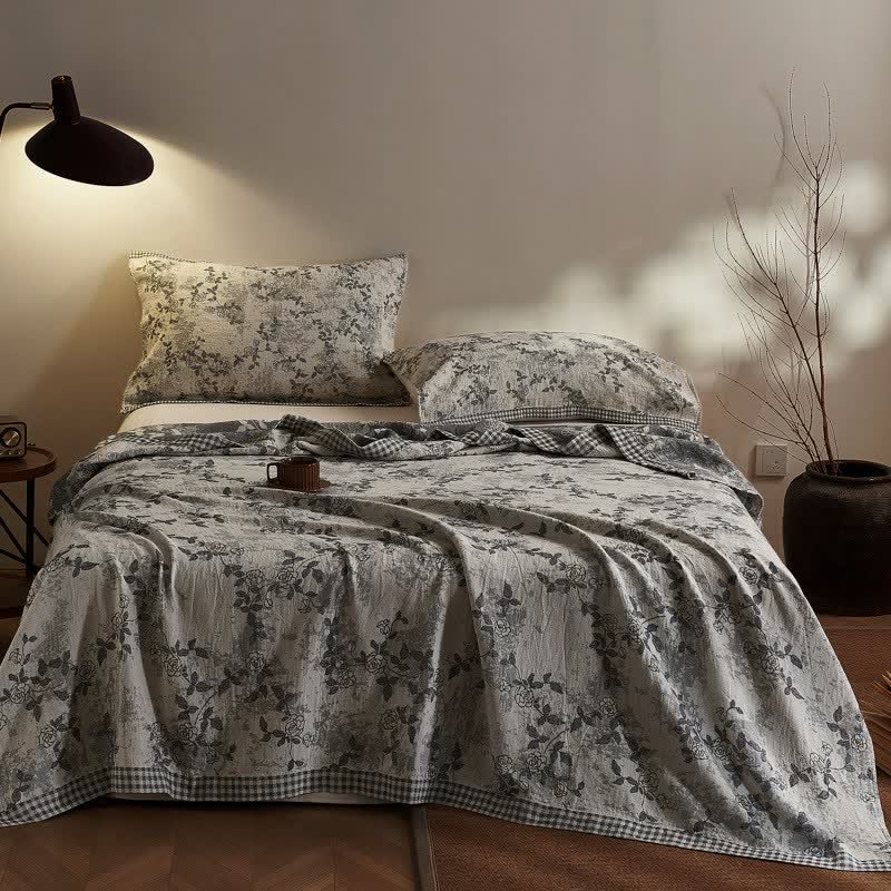 Ownkoti Artistic Vintage Floral Cotton Gauze Quilt - 2PCS Pillow Towels - 20" x 29" - image 0
