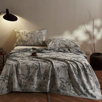Ownkoti Artistic Vintage Floral Cotton Gauze Quilt - 2PCS Pillow Towels - 20" x 29" - image 0