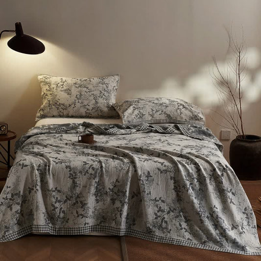 Ownkoti Artistic Vintage Floral Cotton Gauze Quilt - 2PCS Pillow Towels - 20" x 29" - image 0