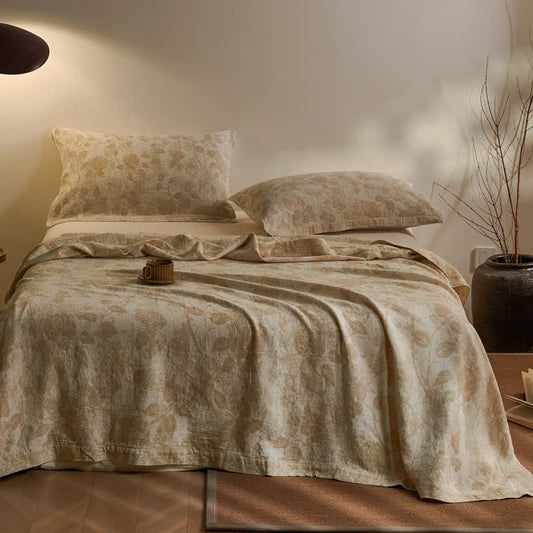 Ownkoti Artistic Vintage Rose Cotton Gauze Quilt - Coffee - 2PCS Pillow Towels - 20" x 29" - image 0