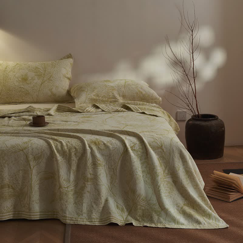 Ownkoti Artistic Vintage Leaf Cotton Gauze Quilt - image 3
